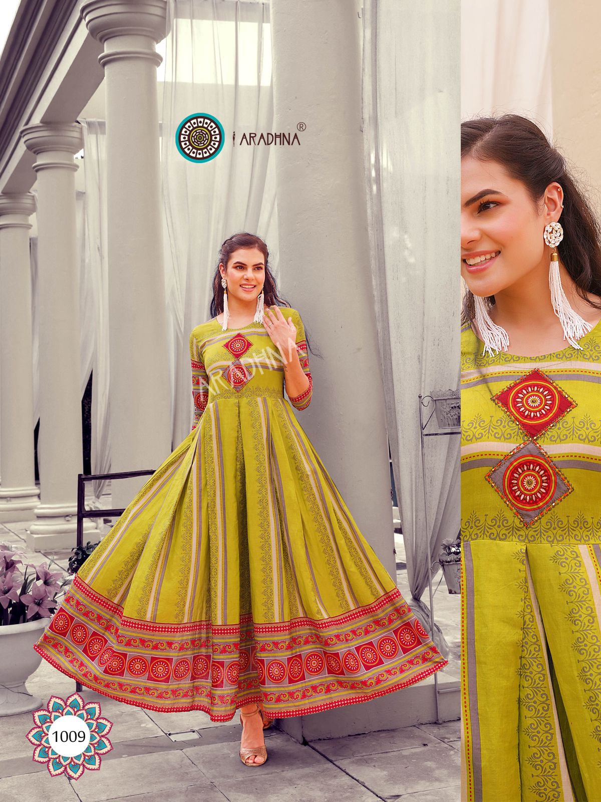 Aradhna Fashion Stripy 1 Heavy Cotton Anarkali Ethnic Wear Stylish Kurti Collection